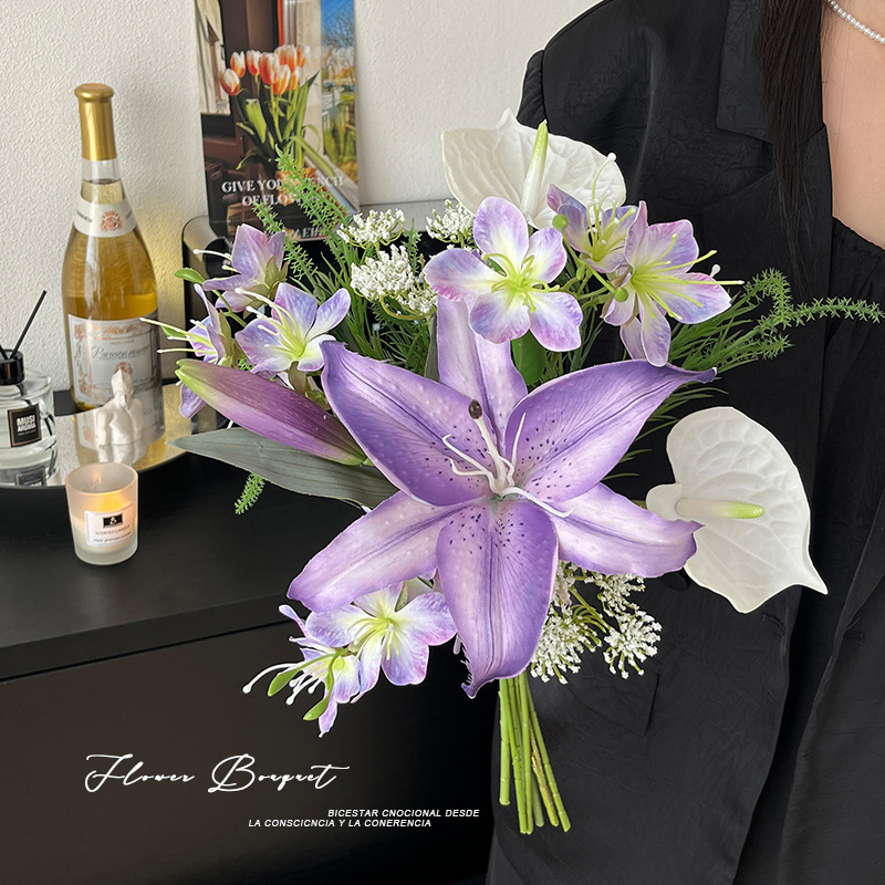 Artificial Rose Bouquet for Living Room Dining Table Decoration, Faux Flowers for Wedding Decoration, Silk Flower Arrangement