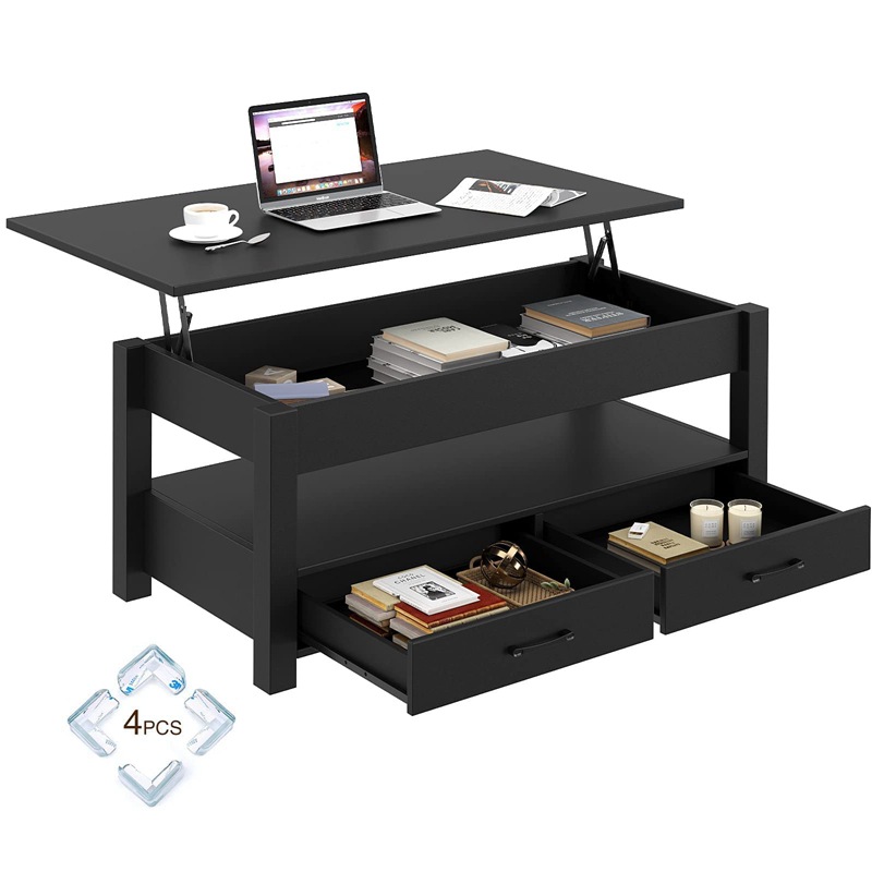 Mesa de café multifuncional de doble uso pequeño apartamento simple luz estilo de lujo sala de estar hogar creativo plegable mesa de café de elevación