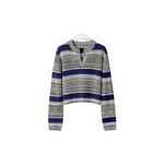 拉夏贝尔彩虹后花园小香风撞色套头v针织衫简约百搭春夏长袖