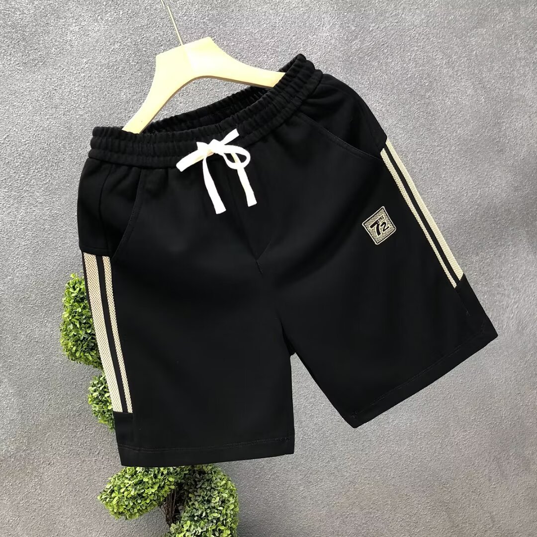 Men's Black Embroidered Casual Shorts Trendy Summer Outerwear Sports Pants New Style_viptrois.com