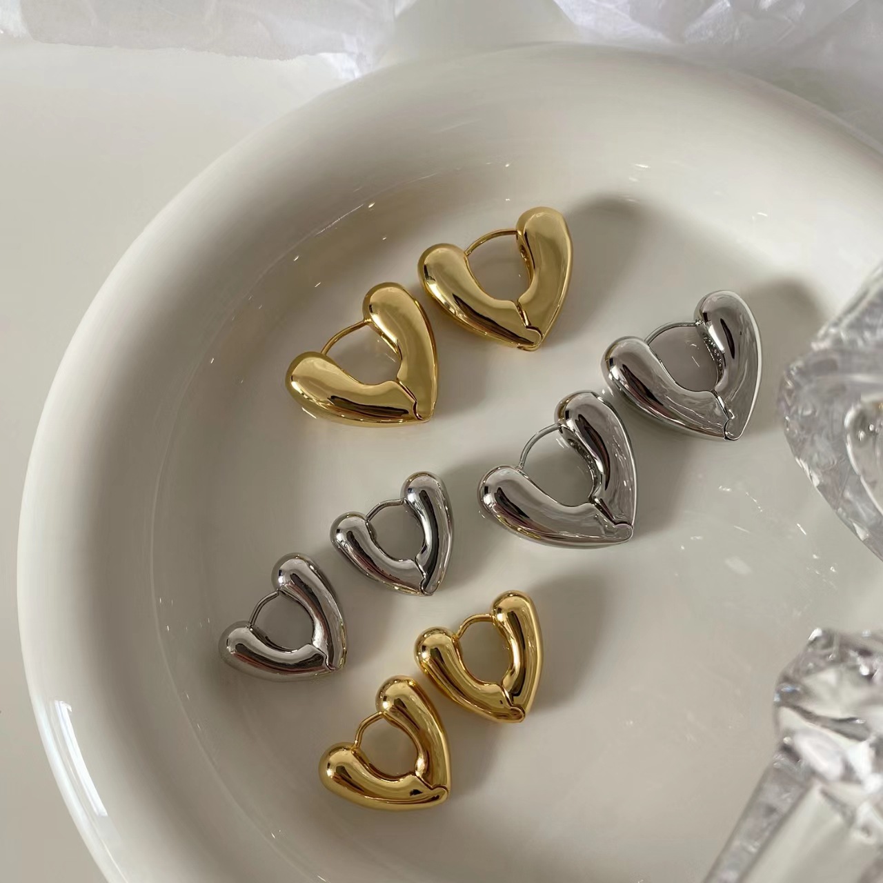 1 Pair Quantity 1 Pair Fashion Heart Shape Plating Copper Earrings