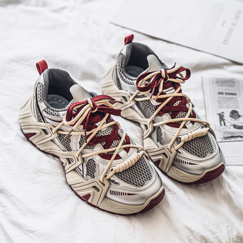 Zapatos de papá de suela gruesa para hombres en el otoño de 2025 celebridades de Internet nuevas zapatillas de deporte casuales transpirables a juego de colores image 9