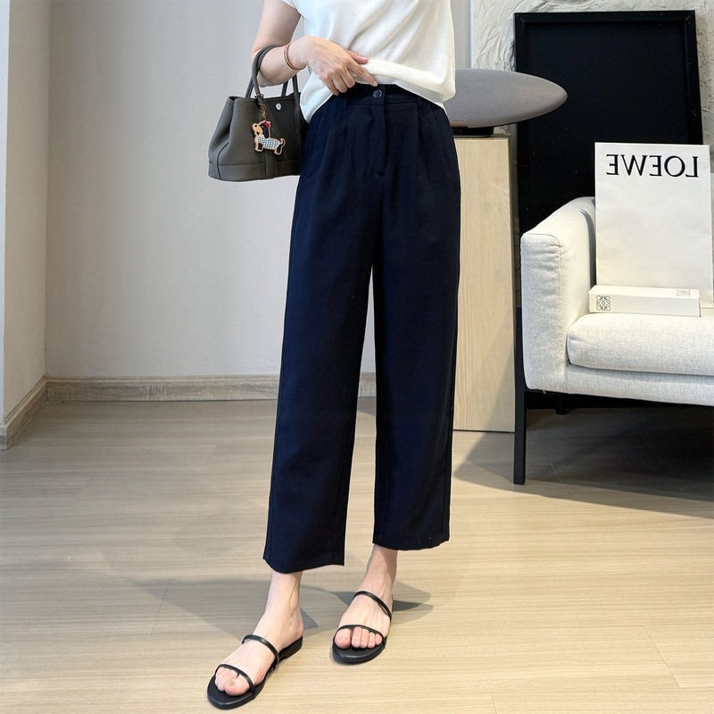 通勤ツールリネンパンツ2025新作小柄9点パンツ夏涼しい滑らかで細身のおばさんパンツ女性用|undefined