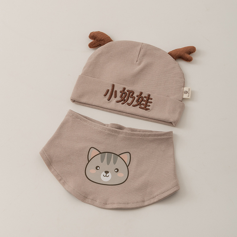 Sombrero coreano para recién nacidos primavera y otoño triángulo toallas de saliva set adorable bebé super lindo sombrero bebé sombrero