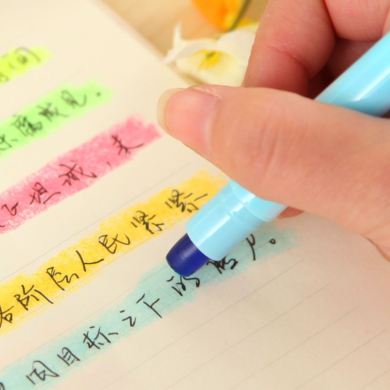 日韩国固体果冻荧光笔标记笔蜡笔创意闪光彩笔彩色记号笔文具套装