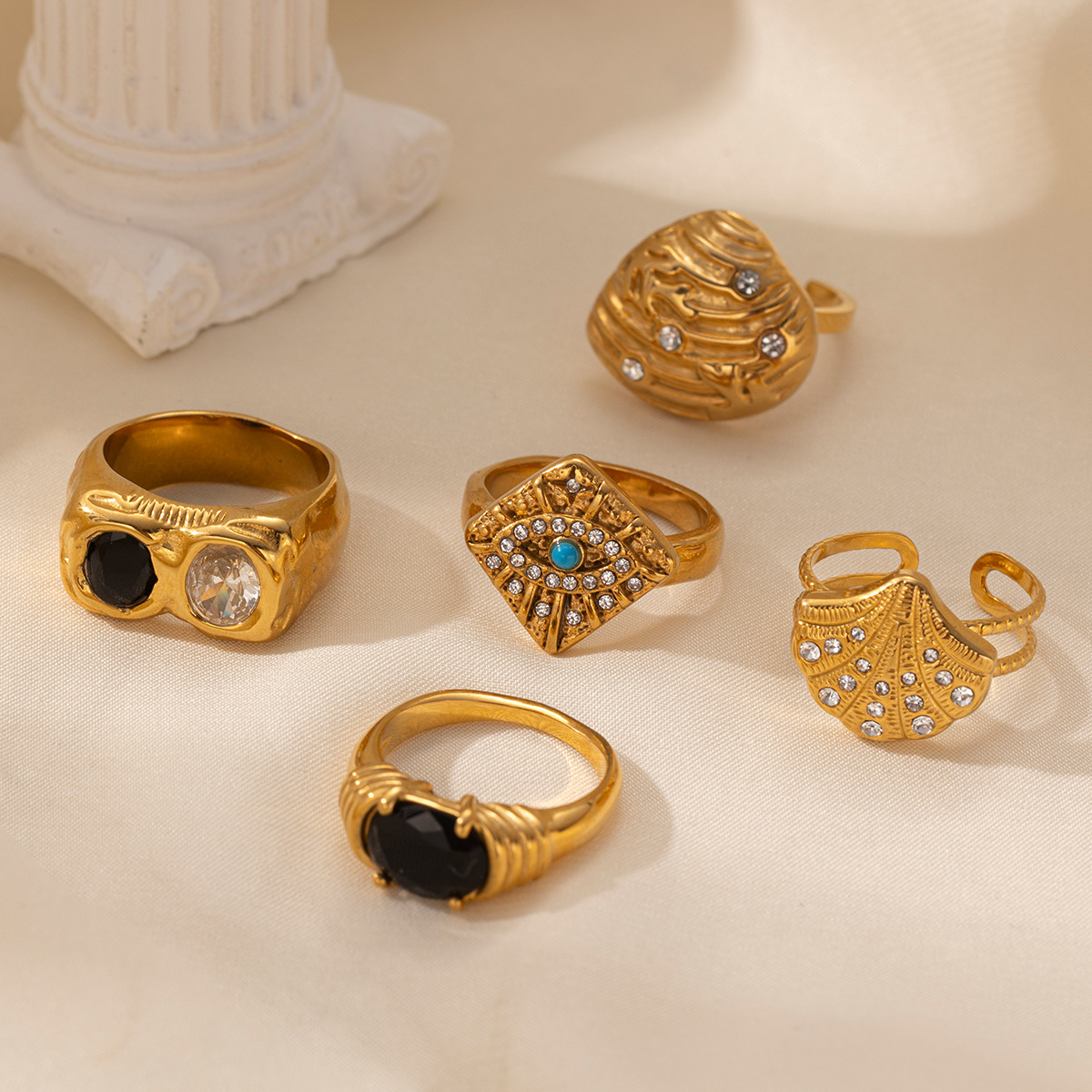 Taina personalidad joyería de moda europea y americana anillo de acero inoxidable mujer nicho ligero lujo anillo de zircon transfronterizo joyería
