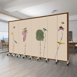 Antique Indoor Chinese Screen Movable Folding Partition Living Room Shaded Bedroom Entrance Wall Office Landscape Painting