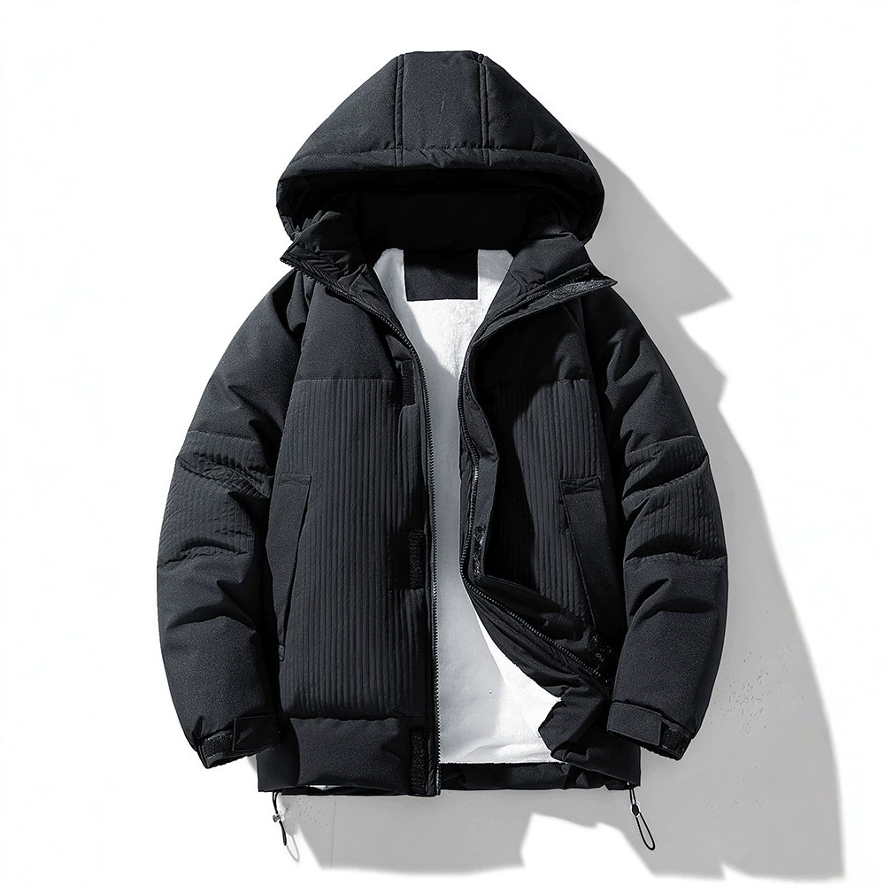 New winter men's trendy brand warm workwear cotton coat, thickened casual puffer jacket, versatile hooded coat