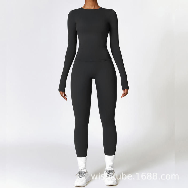 クロスボーダー女装両面磨毛ガードル通気純色トレーニングヨガ服スポーツランニングトレーニング服2515|undefined