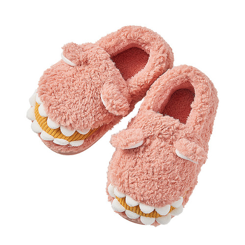 Children's cotton slippers autumn and winter new cartoon baby home non-slip creative dinosaur bag with furry slippers for men and women