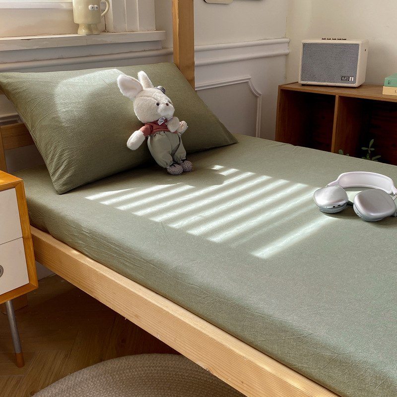 儿童纯色床笠三件套亚马逊外贸床罩床上用品跨境床垫防尘套家纺