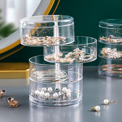 Jewelry Box Multi-layer Ring Earring Storage Box Transparent Rotating Decorative Box Princess European Korean Jewelry Box