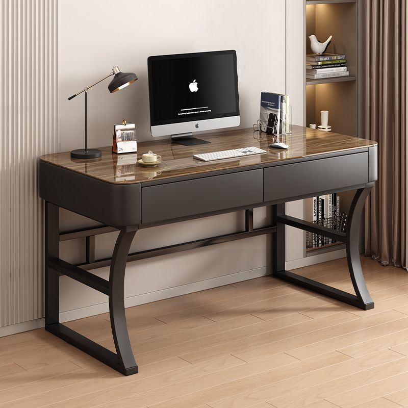 Desk with Tempered Glass, Computer Desk for Home Use, Light Luxury Bedroom Design, Essential for Study Room, Computer Desk with Drawers, Drawer-Style