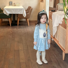 秋冬加绒女童连衣裙艾莎公主裙毛衣裙女童毛衣爱莎公主裙童装批发