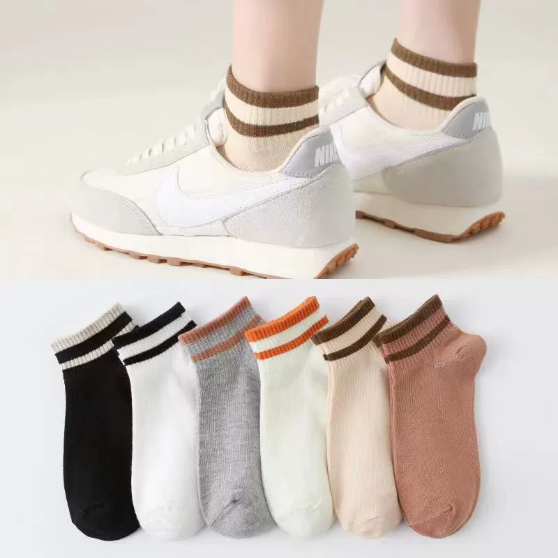 Носки женские низкие короткие носки полосатые японские носки-лодочки весенне-летние однотонные студенческие носки ins Tide Носки дышащие оптом