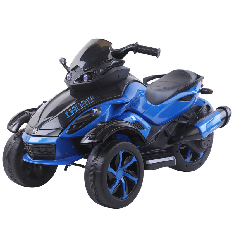 Niños motocicleta eléctrica todoterreno coche de playa carga doble tracción amortiguador coche de juguete de tres ruedas para montar coche eléctrico