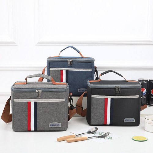 Aluminum foil lunch bag waterproof ice bag portable lunch box bag thickened striped lunch bag insulated bag factory direct sale