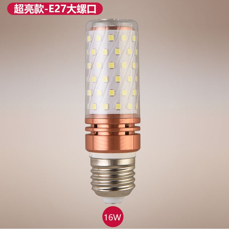 Bombilla de maíz LED E14 pequeño tornillo E27 gran boca araña de cristal vela fuente de luz 12W16W brillante cabeza de luz fuerte