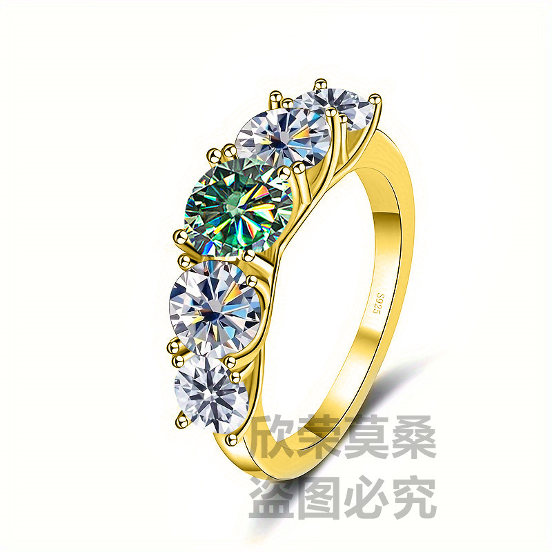 S925 plata D auténtico anillo de diamante de cinco estrellas de diamante anillo de diamante de mujer anillo de diamante de diamante de diamante al por mayor