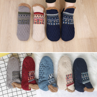 Floor Socks Sleep Socks Socks Socks for Adult Men and Women fleece-lined Thickened Socks Short Tube Indoor Home Socks Slippers Socks