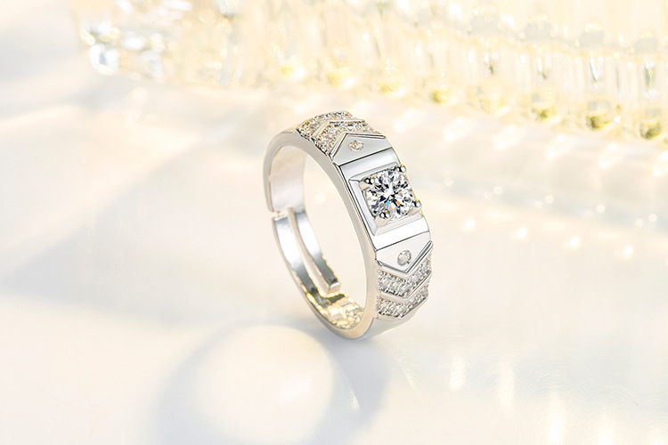 Couple rings men and women diamond rings moissanite crown open wedding rings simple fashion men's rings_voghion.com