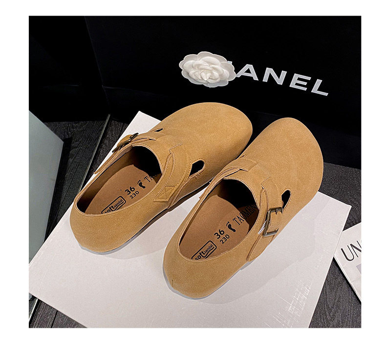 Dép sandal nữ bít mũi da thật quai khóa đế dày kiểu Birkenstock — 261 Màu nâu sẫm (toàn bộ), 261 Xám (toàn bộ), 261 kaki (toàn bộ băng đảng), 265 kaki (nửa kéo) chi tiết 26