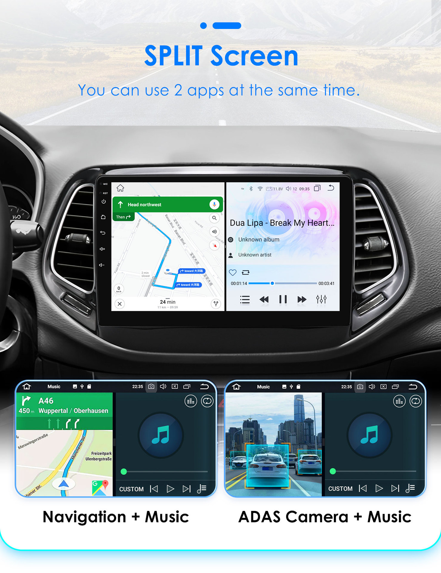 Suitable for Jeep Compass 17-20 Navigation System, In-Car Smart Android Large-Screen Reversing Image Gps All-In-One Device