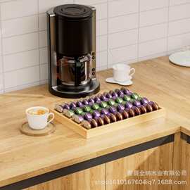 跨境新款家用木质伸缩抽屉咖啡胶囊茶包储物盒厨房餐具杂物收纳盒
