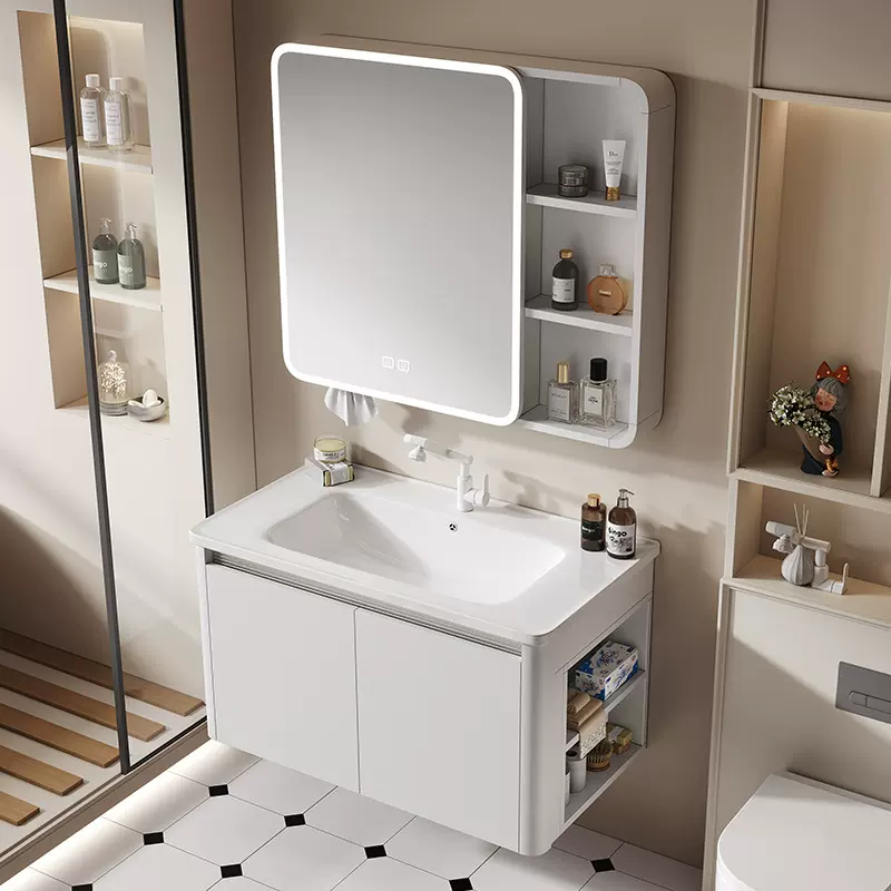 加厚铝蜂窝防水浴室柜卫生间陶瓷一体洗手洗脸盆厕所智能镜柜组合
