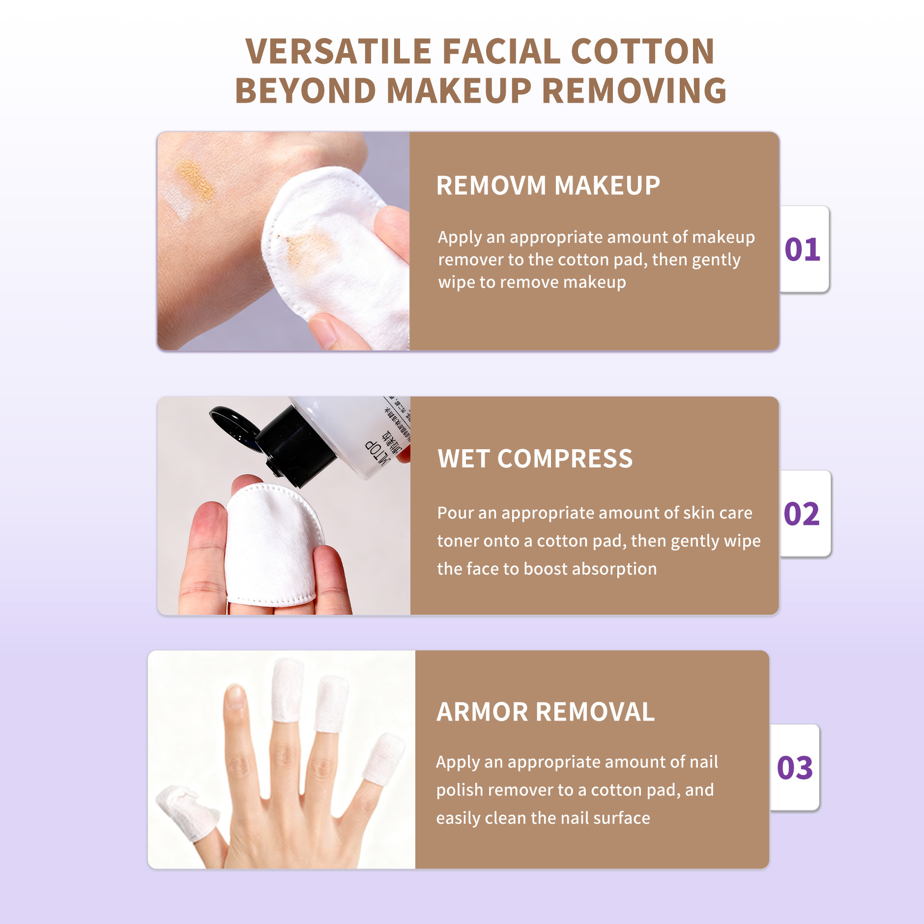 Inglés puro algodón maquillaje, algodón grueso, algodón redondo, algodón limpio, algodón limpiador, comercio exterior transfronterizo