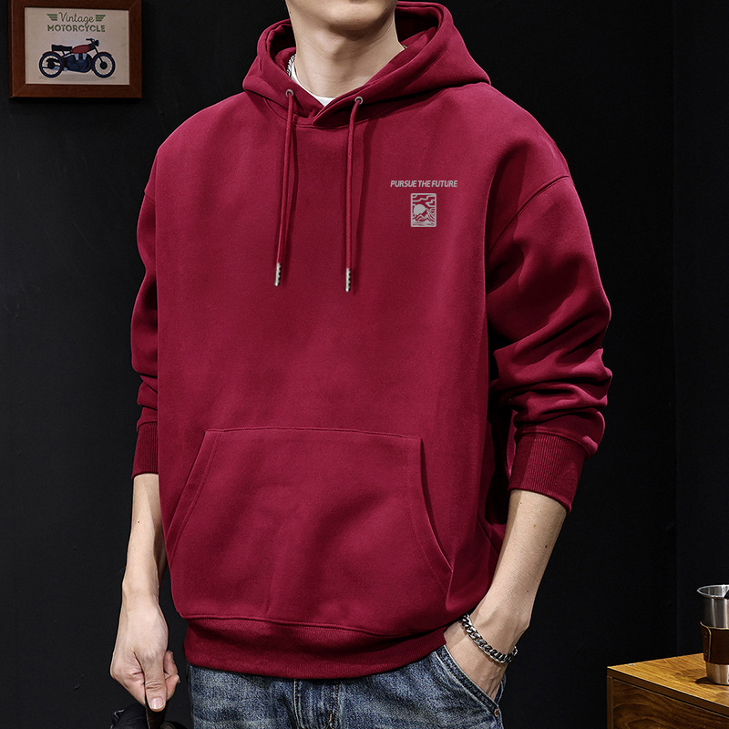 Rojo vino chaqueta con capuz regular - 2166