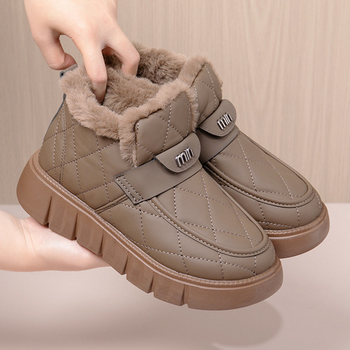 Winter New Thick Sole Waterproof Women's Cotton Shoes Comfortable Casual Fleece Lined Thick Warm Mother Snow Boots