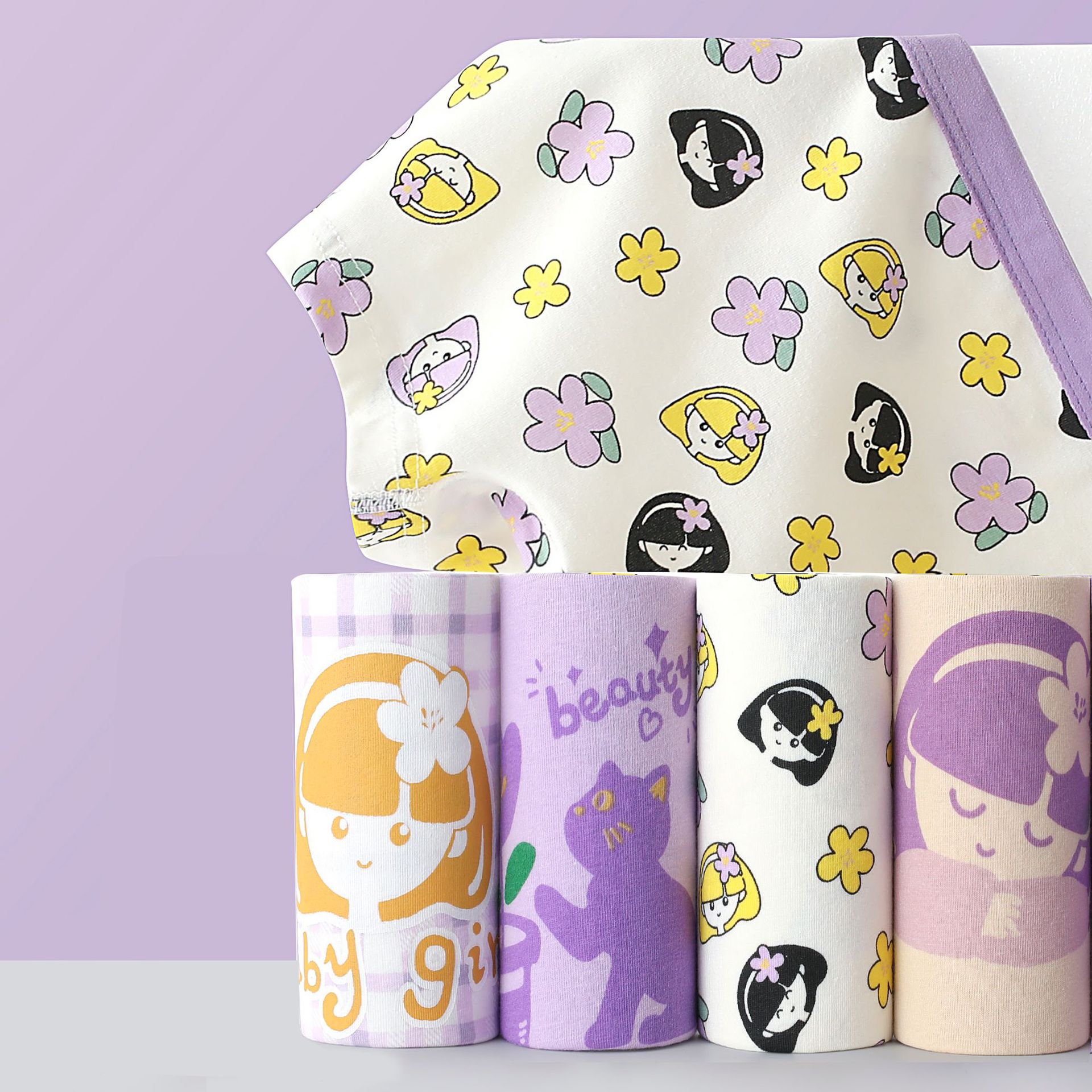 Children's Pure Cotton Underwear, Girls' Cartoon Pants, Baby Girl's Boxer Briefs, Junior High School Girl's Category a Cotton Boxer Shorts