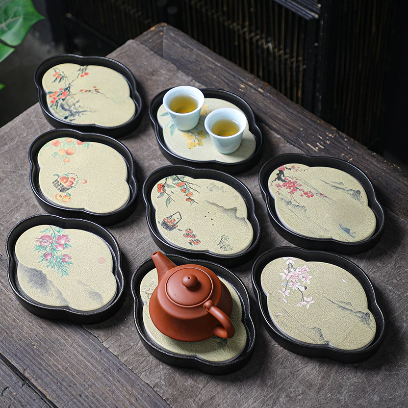 Zhongyi Xin Rough Ceramics Pottery Botato Board, Begonia Round Ceramic Tea Tap Tart Statium Storage Cushion Cushion Cashi Camel Small Dry Bubble Power