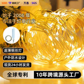 跨境超薄款可充电铜线灯串鲜花装饰灯led铜丝礼物氛围灯圣诞装饰