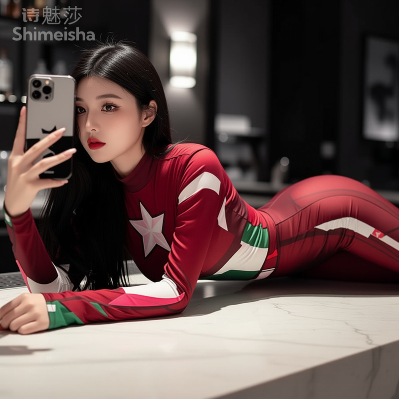 Shimeisha: Sexy Lingerie for Women, One-Piece Open-Crotch No-Take-Off Role-Playing Uniform, Alluring Captain America Outfit