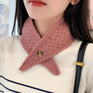 Autumn and winter button hair band scarf needle ribbon buckle shawl outer wear fake collar dual-use small scarf trendy scarf warm