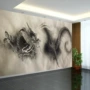 传统绒布中国龙山水画墙布