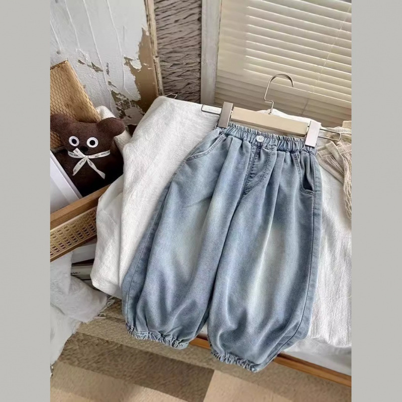 Children's Tencel Soft Jeans 2025 New Boys' Pants Summer Lightweight Baby Summer Pants Girls' Anti-Mosquito Pants