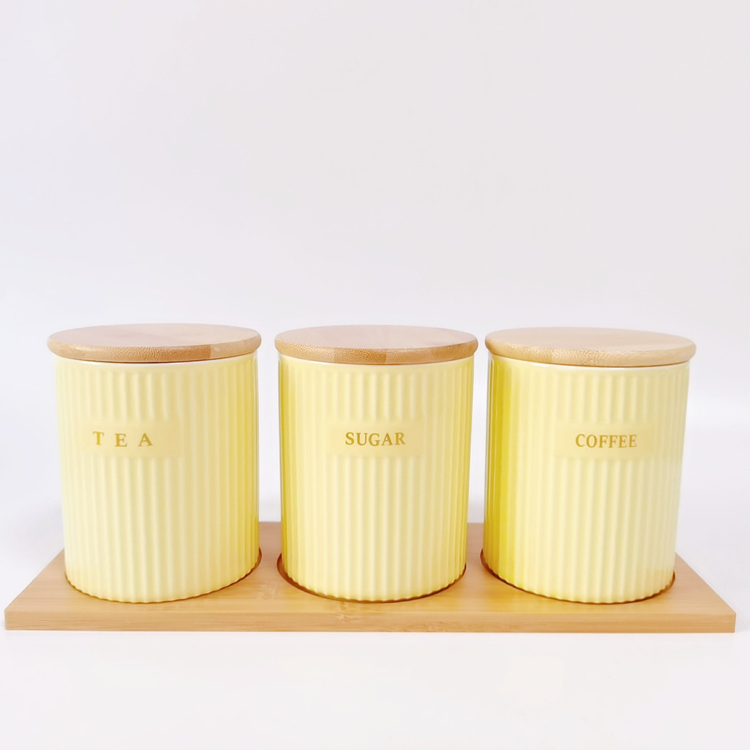 Fábrica directa de cerámica a rayas condimento tarro de almacenamiento tarro traje cocina almacenamiento tarro sal tarro hogar condimento tarro