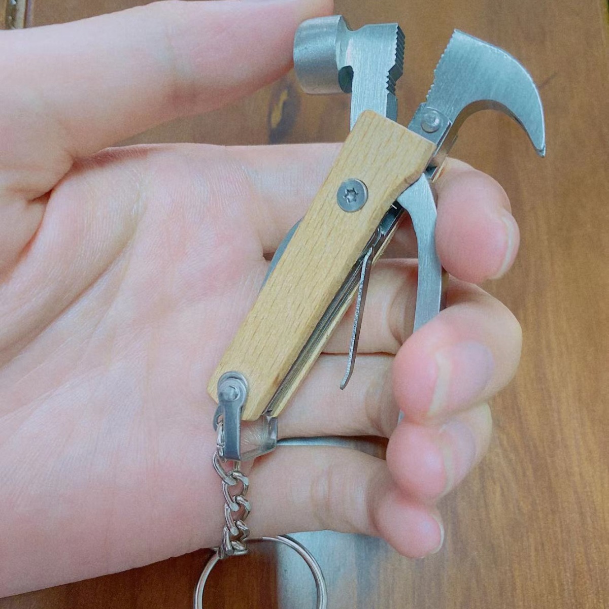 木柄多功能折叠迷你工具钳野营刀钳多用户外迷你羊角锤轻便