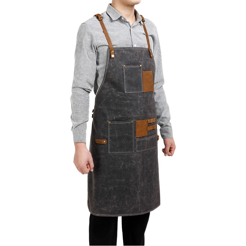 Herramienta de falda de lona encerada de cera de aceite delantal Amazon máquina popular europea y americana reparación uniforme de carpintero con cuero de Caballo Loco impermeable
