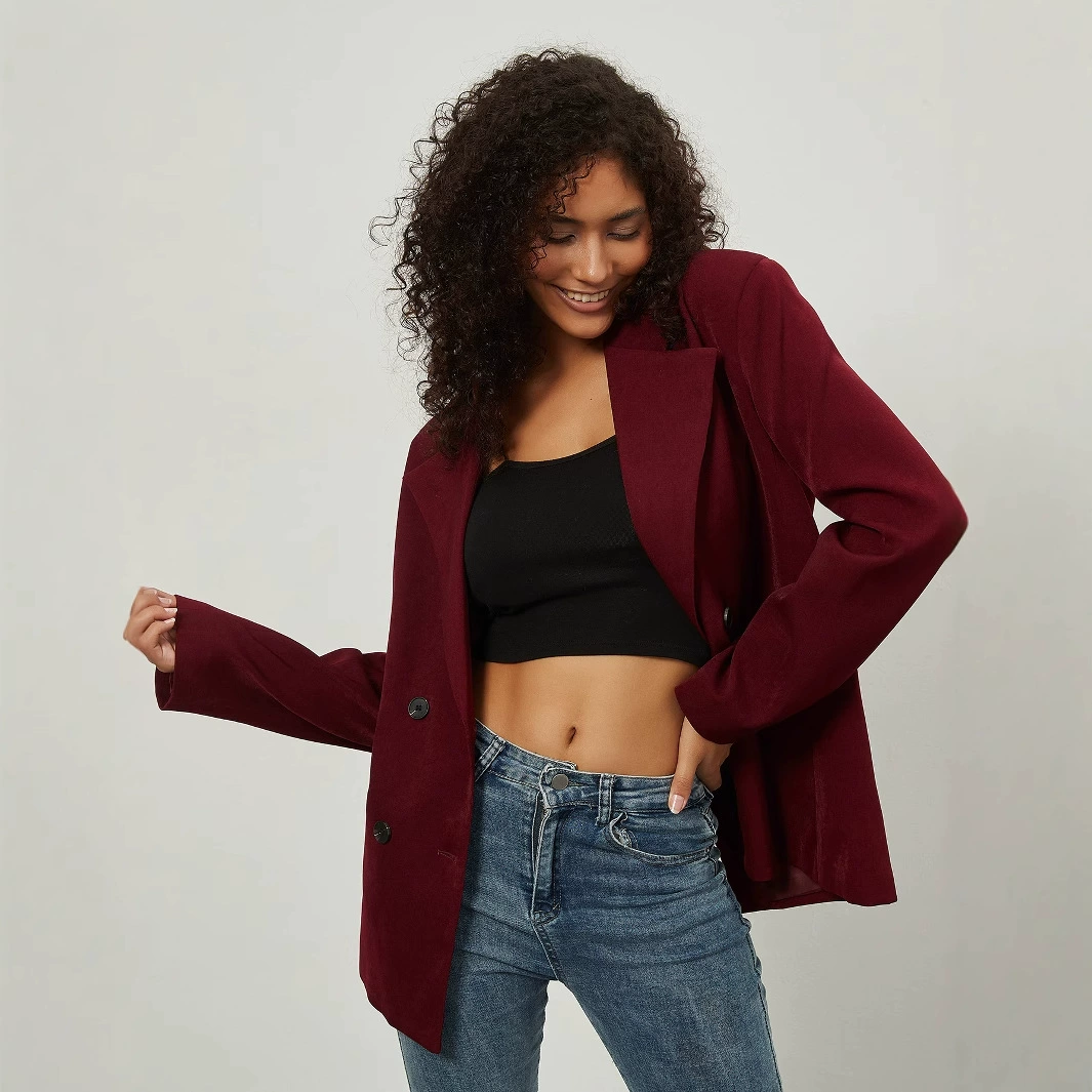 AliExpress Amazon трансграничная женская одежда оптом европейский и американский стиль моды свободный простой двубортный пиджак осенью