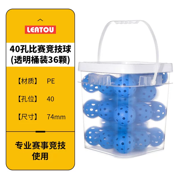 36 Pickleball Balls in a Bucket, Professional Competition Outdoor 40-Hole Pe Molded Competition Balls