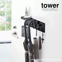 創造的な磁気吸着式収納ラック卸売 多機能ドア後ろ収納ラック（トレイ付き、鍵、傘収納可能） バスルームタオルラック