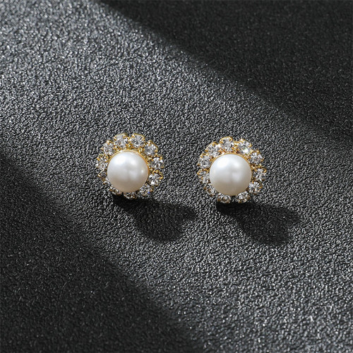 Elegant vibe water diamond pearl earrings, niche design versatile water diamond earrings earrings