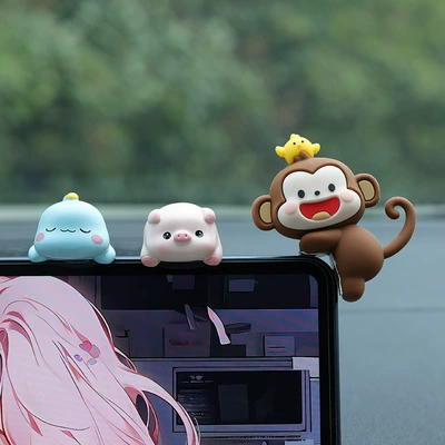 Car ornaments — Car Center Console Screen Cute - little-dinosaur-little-pig-little-monkey-free-traceless-glue