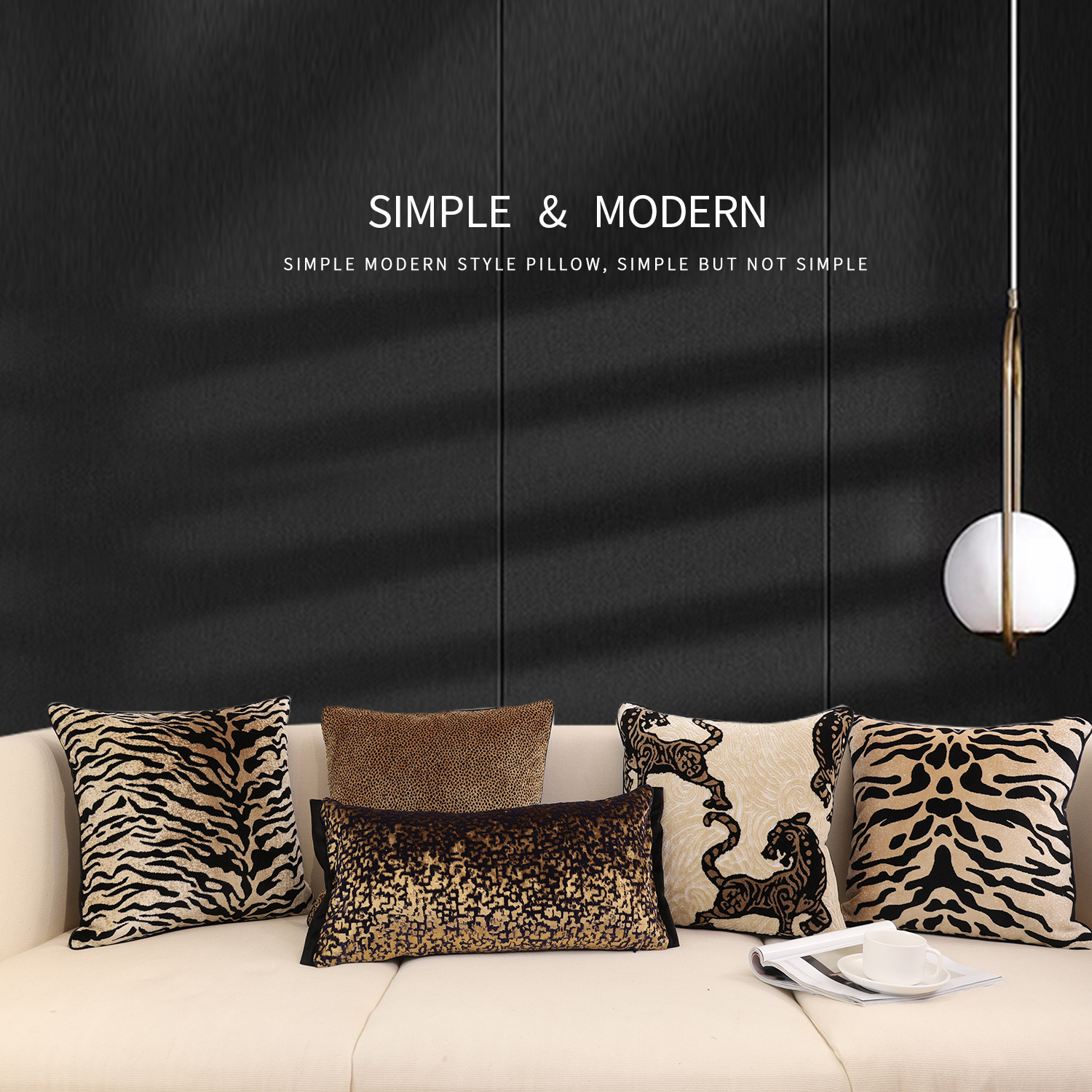 Cross-Border Simple Modern Light Luxury Jacquard Cut Velvet Three-Dimensional Leopard Print Sofa Pillow Villa Hotel Soft Decoration Wholesale