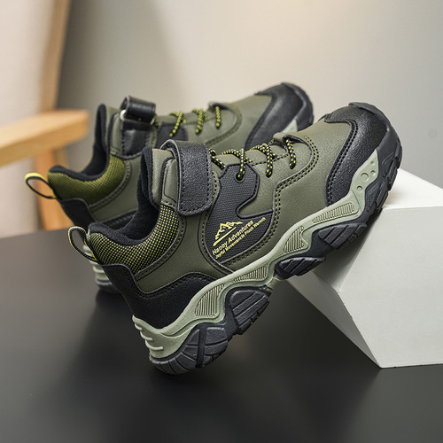 Autumn and winter children's sports shoes, boys 'warm and non-slip, medium and large children's shoes, outdoor hiking shoes