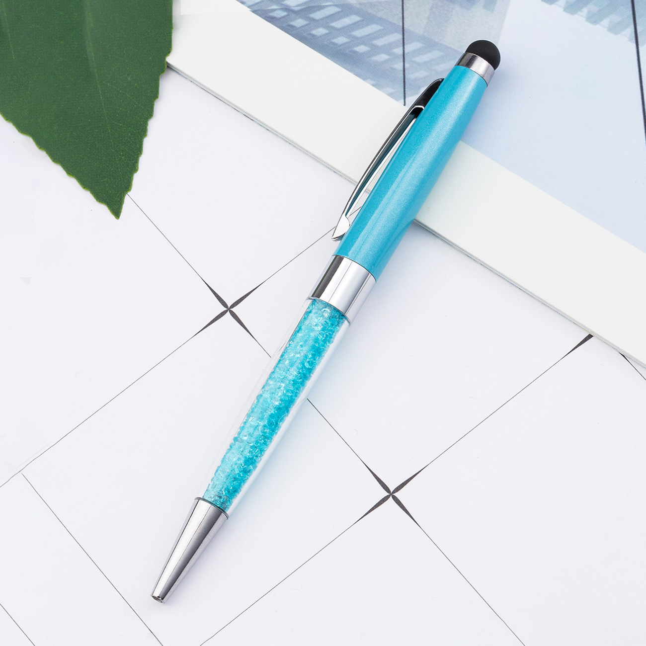 Bolígrafo de cristal de metal rotativo bolígrafo de diamante de escritura de papelería coreana bolígrafo de pantalla táctil